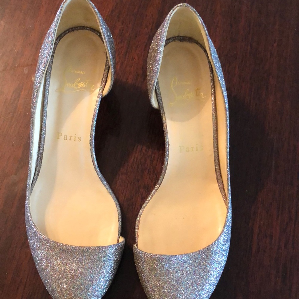 Christian Louboutin glitter kitten heels 37